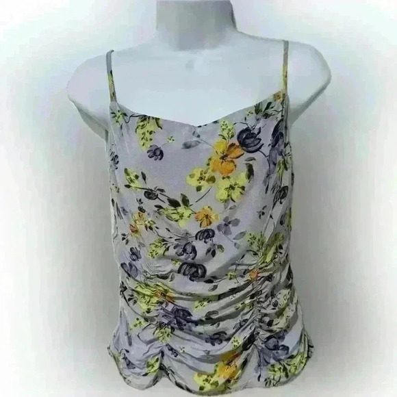 ASTR Y2K Womens Floral Lilac Lavender Coquette Cami XS Ruched Side Zip Tank - Picture 1 of 7